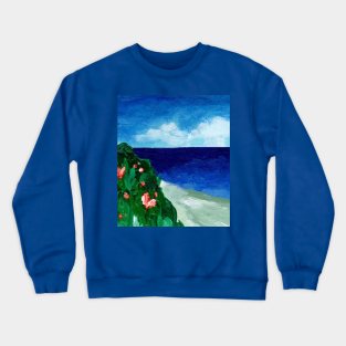 Pretty beach, sky and greens painting Crewneck Sweatshirt